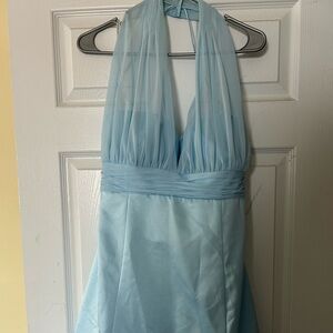 David's Bridal Light Blue Halter Bridesmaid/Prom Dress